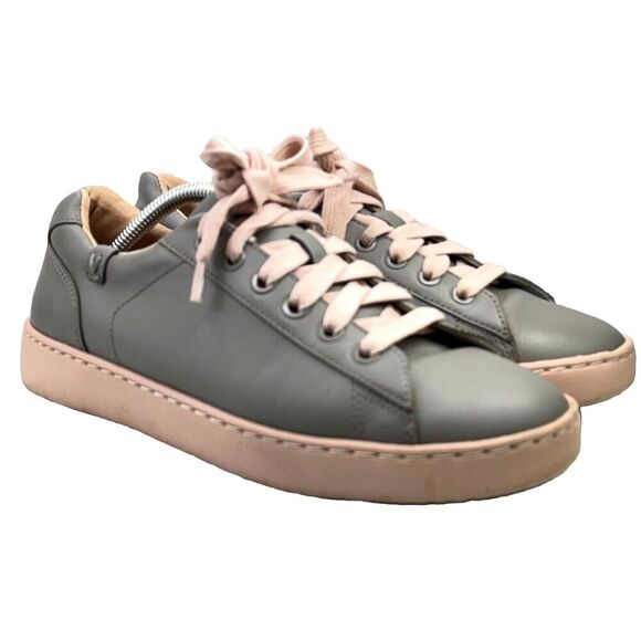 Vionic Sneakers Womens Sz 7 Gray Pink Mable Pro Leather Lace-up Slip Resistant - Picture 1 of 12